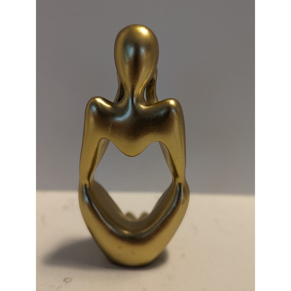 3 Gold Thinker Statues Abstract Art Decor Modern Collection Minimalist - Picture 9 of 13